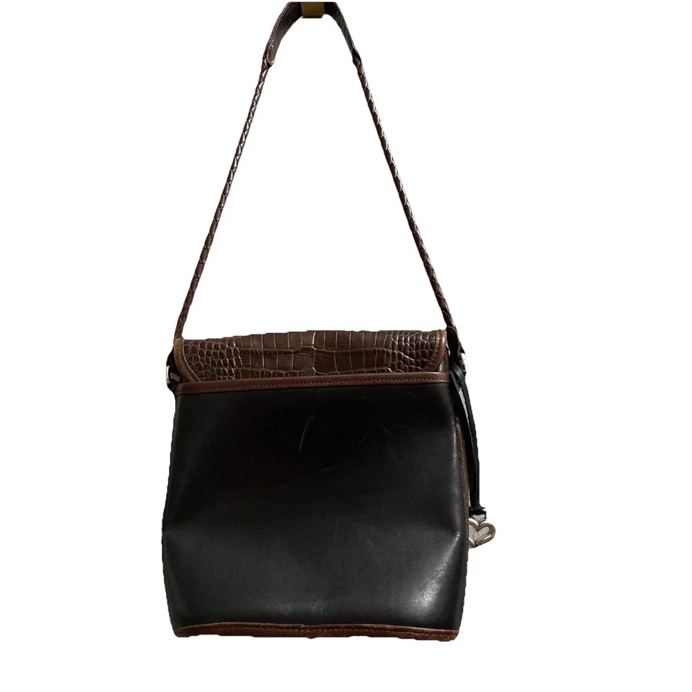 Vintage Brighton Brown/Black Shoulder Bag with Braided Strap